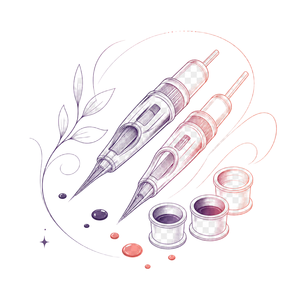 Tattoo needles and ink caps illustration